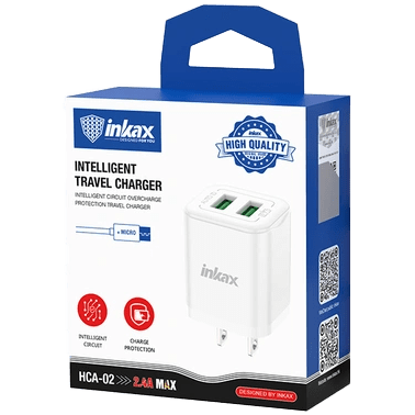 [INKAX-HCA-02-M] INKAX CARGADOR USB DOBLE 12W CON CABLE MICRO USB HCA-02