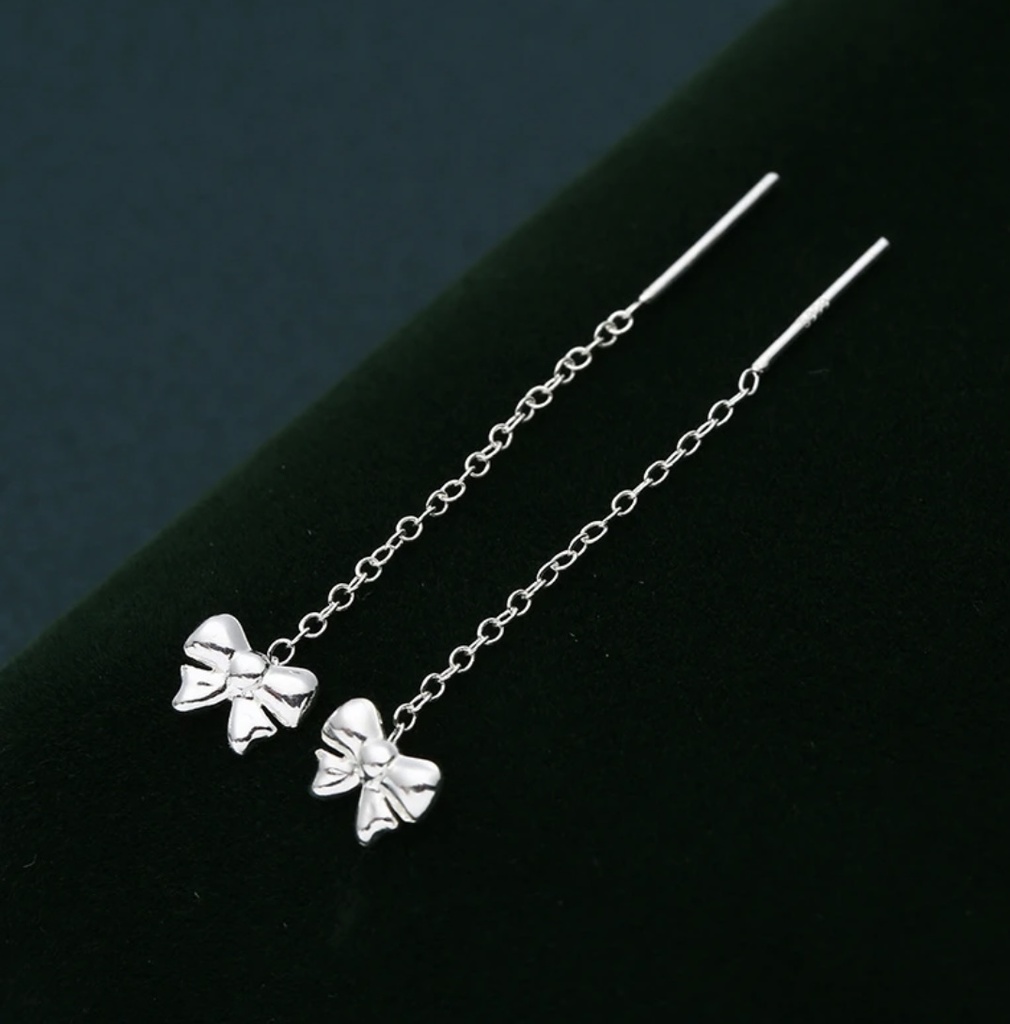 [AR-MARIPOSA] ARETES DE LAZO MARIPOSA DE PLATA(PLATA DE 925)