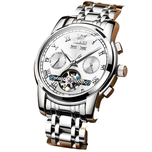 [6607-BLANCO] RELOJ OLEVS 6607 CORREA ACERO BLANCO