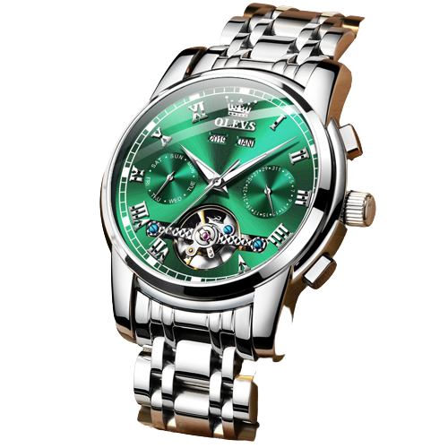 [6607-VERDE] RELOJ OLEVS 6607 CORREA ACERO VERDE