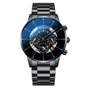 RELOJ GENEVA PARA HOMBRE NEGRO-AZUL CON CORREAS DE ACERO