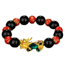 PULSERA PIXIU [TAI CHI - OCHO DIRECCIONES HACIA LA RIQUEZA - ROJO] 14MM OBSIDIANA